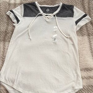 White and Gray Lace-Up T-Shirt